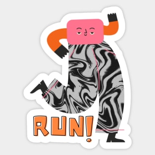 Abstract Monster Running Sticker